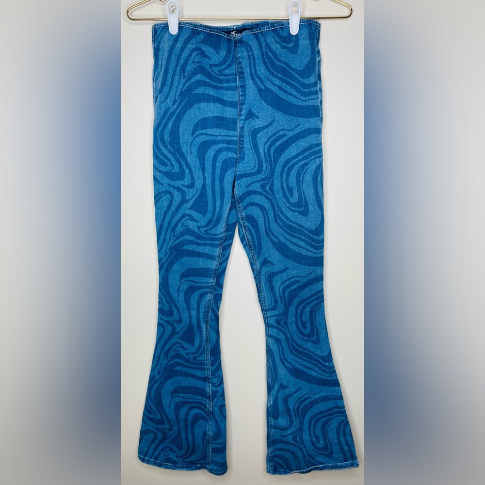 Hollister Blue Swirl Flare Pants
